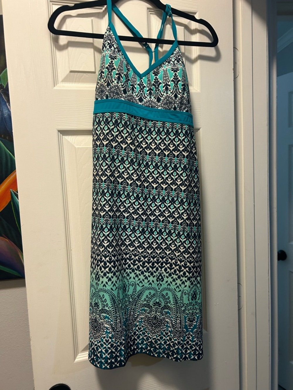 Athleta Teal and Navy Patterned Women’s Swim Coverup Dress - Picture 2 of 2